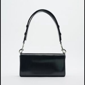 ZARA: Black shoulder bag with flap